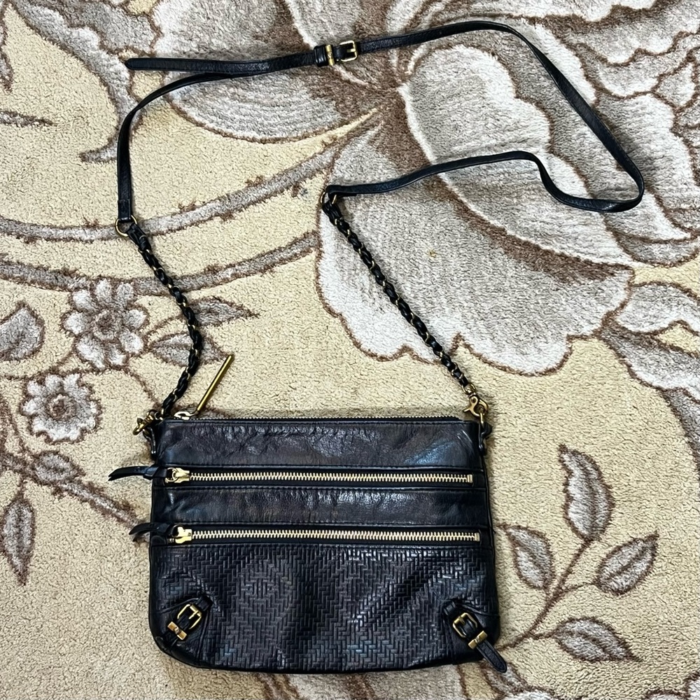 Elliott Lucca Messina Black Leather Crossbody Bag Great Condition